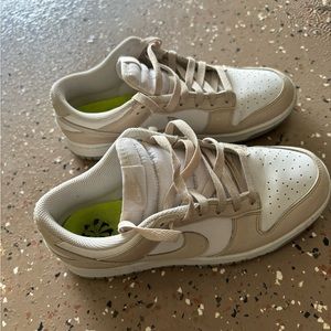Tan and white Dunks
